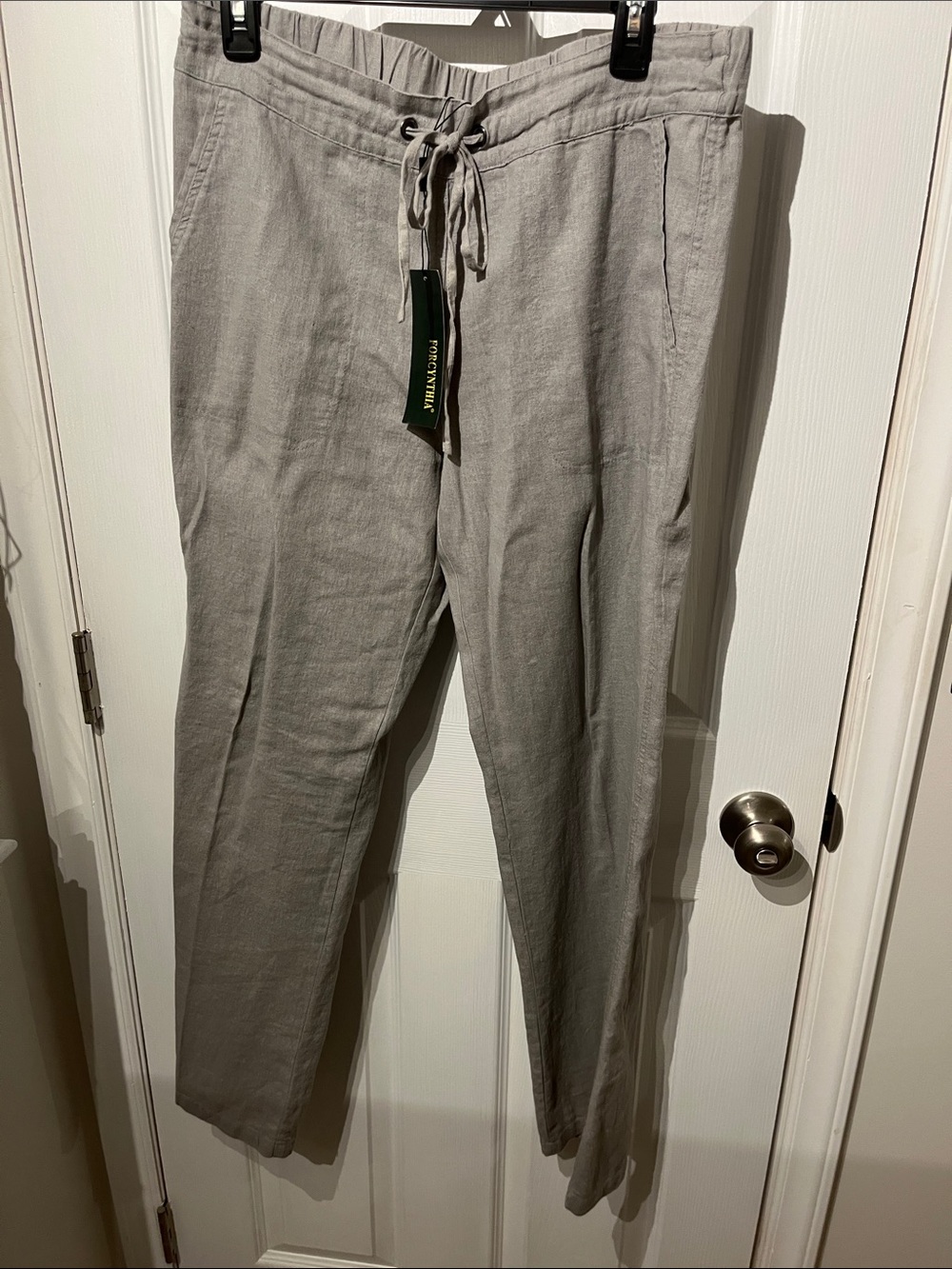 Linen Drawstring women’s Pants — Gray